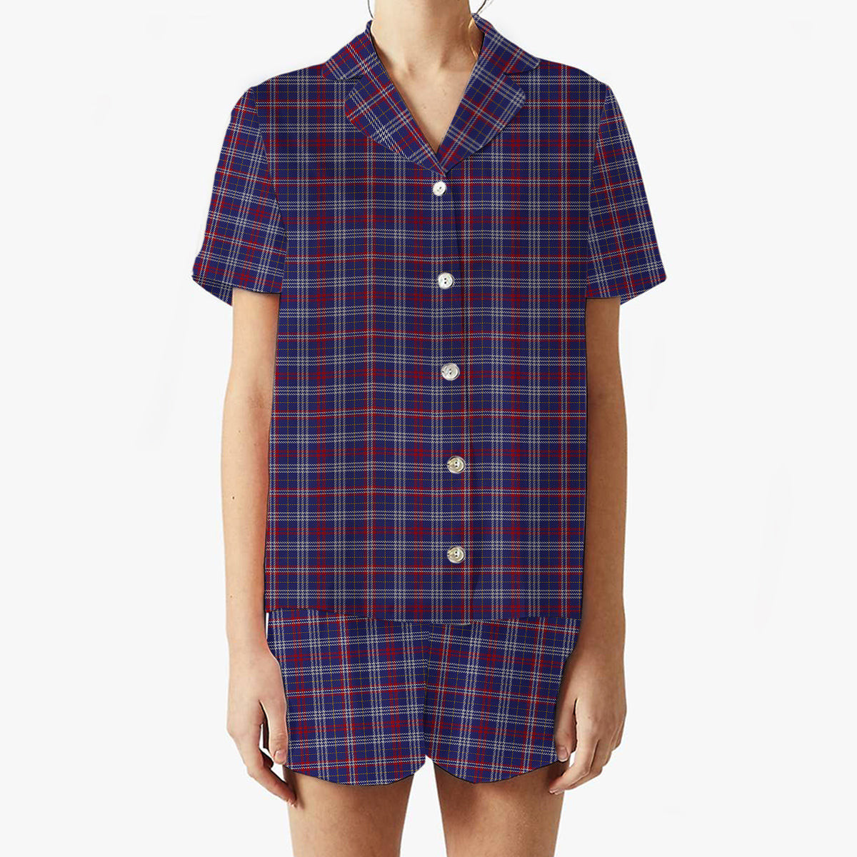 ScotsTee Shop Scottish Parker USA Women's Short Sleeve Short Set Tartan Pyjama Set