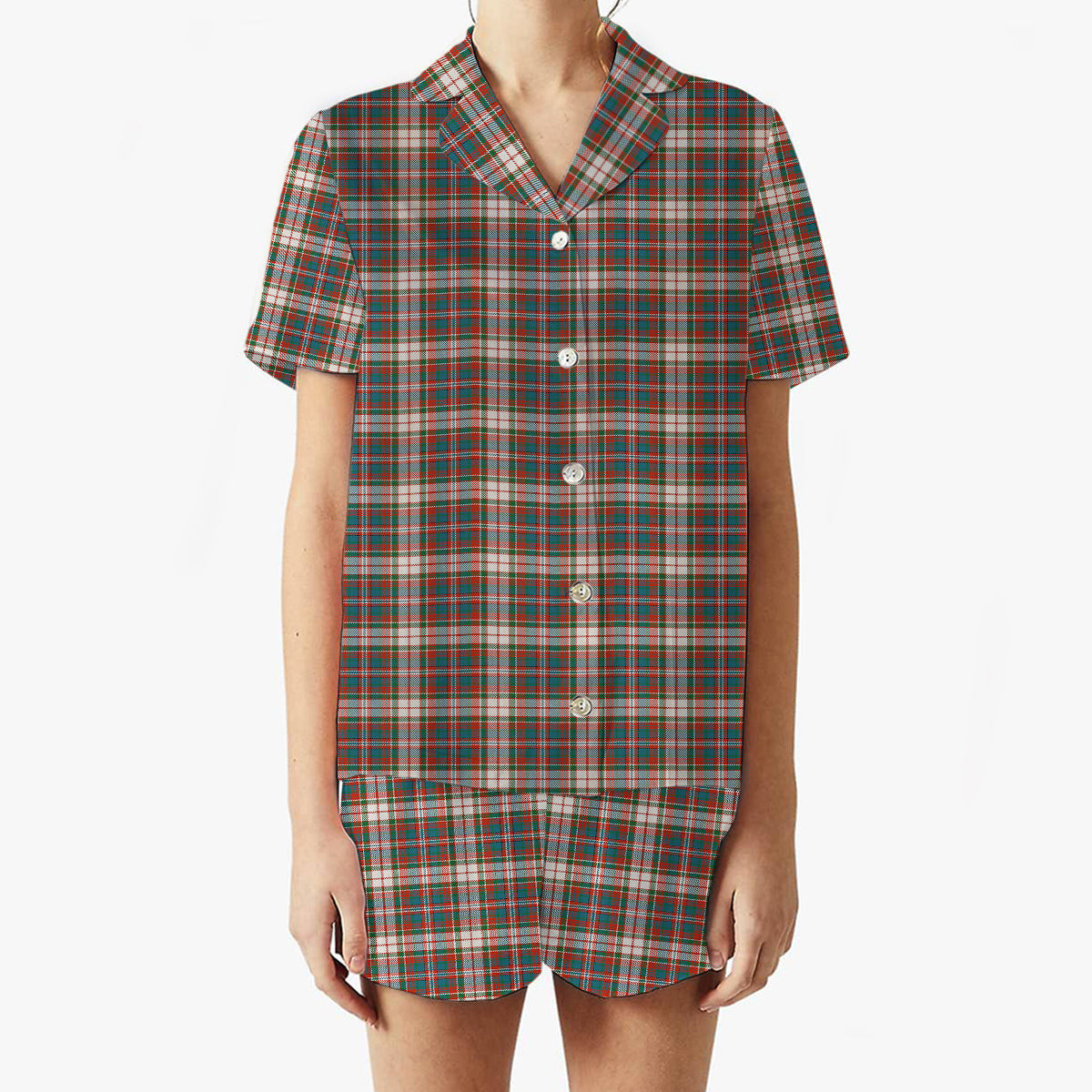 ScotsTee Shop Scottish MacFarlane Dress Ancient Women's Short Sleeve Short Set Tartan Pyjama Set