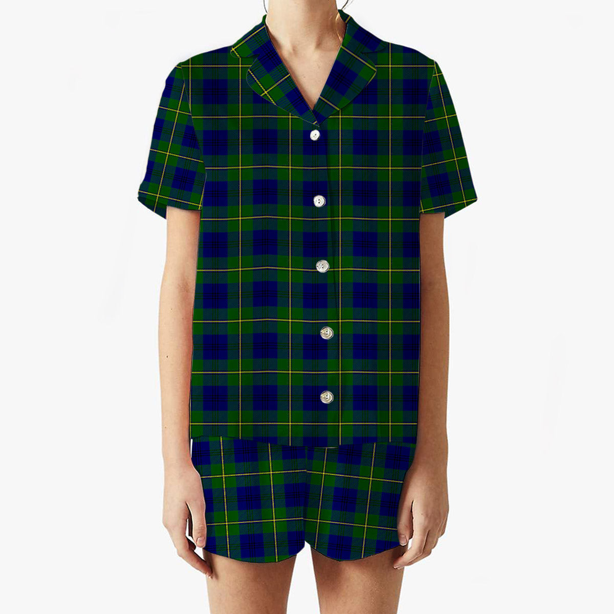 ScotsTee Shop Scottish Johnstone Modern Women's Short Sleeve Short Set Tartan Pyjama Set