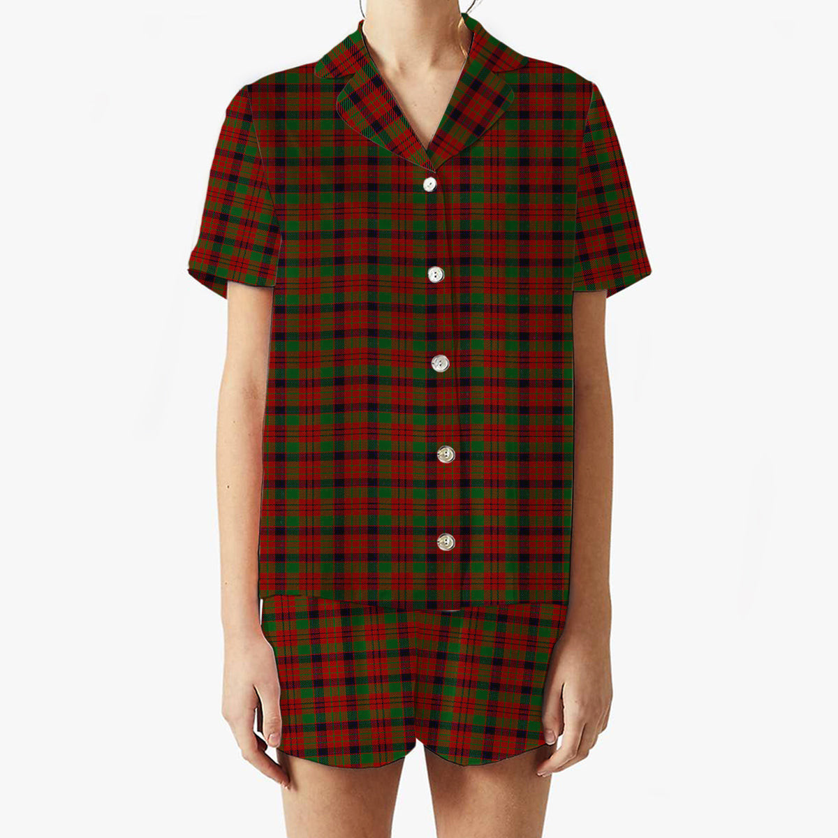 ScotsTee Shop Scottish Nicolson Inverness Tweed Mill Co Ltd Women's Short Sleeve Short Set Tartan Pyjama Set
