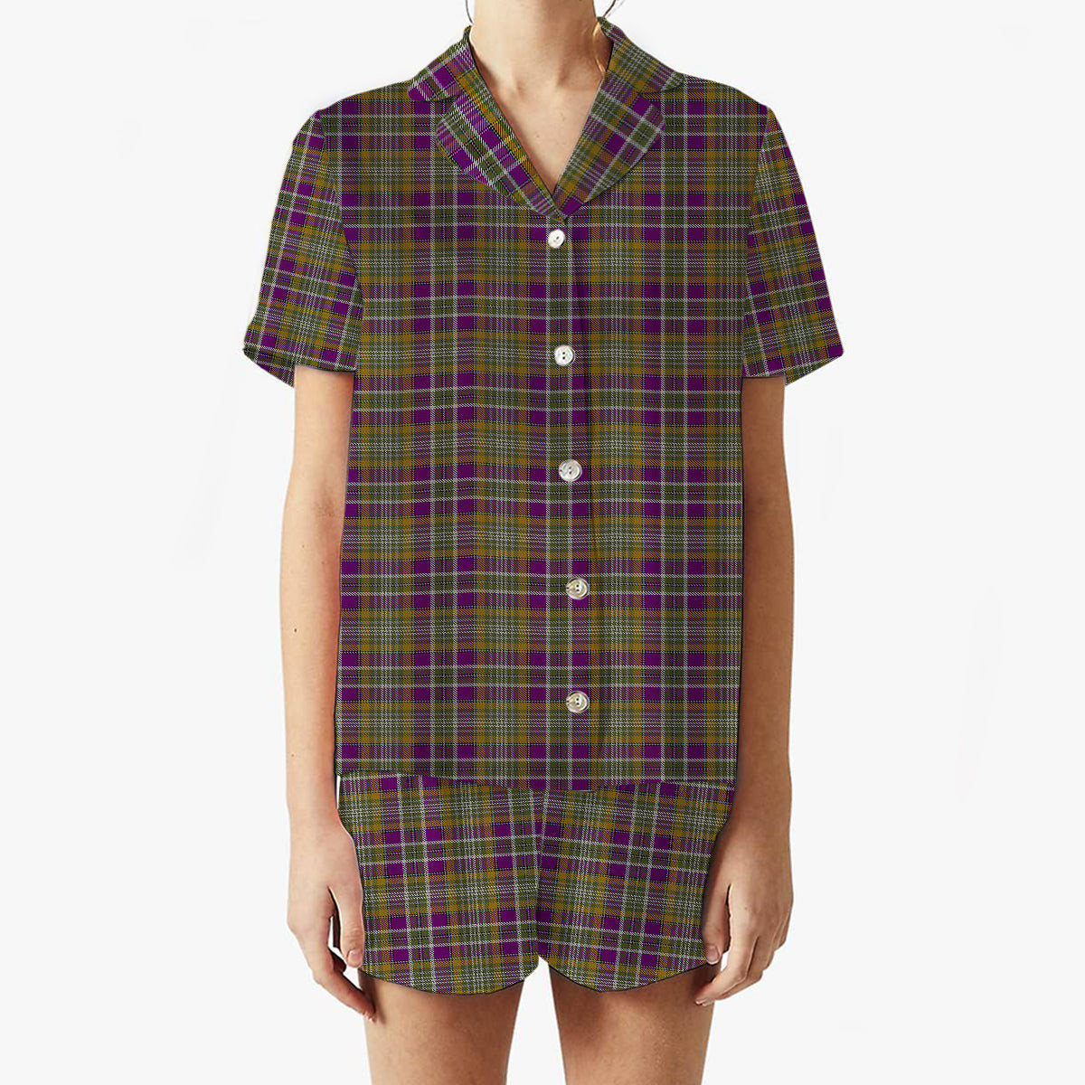 ScotsTee Shop Scottish Wexford County, Crest Range Women's Short Sleeve Short Set Tartan Pyjama Set