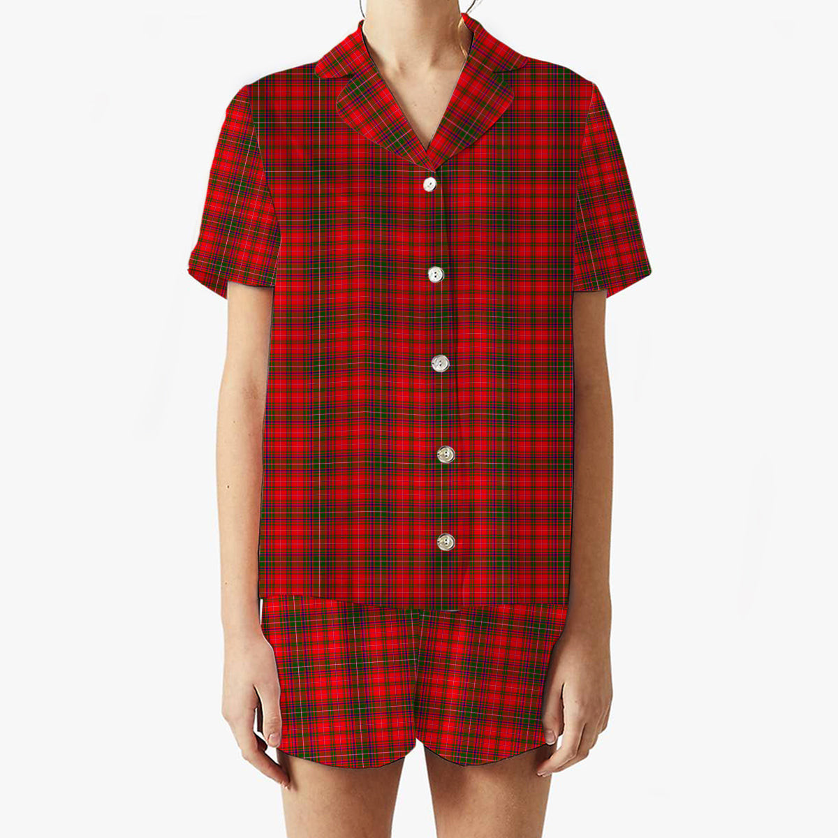 ScotsTee Shop Scottish MacDougall Modern Women's Short Sleeve Short Set Tartan Pyjama Set