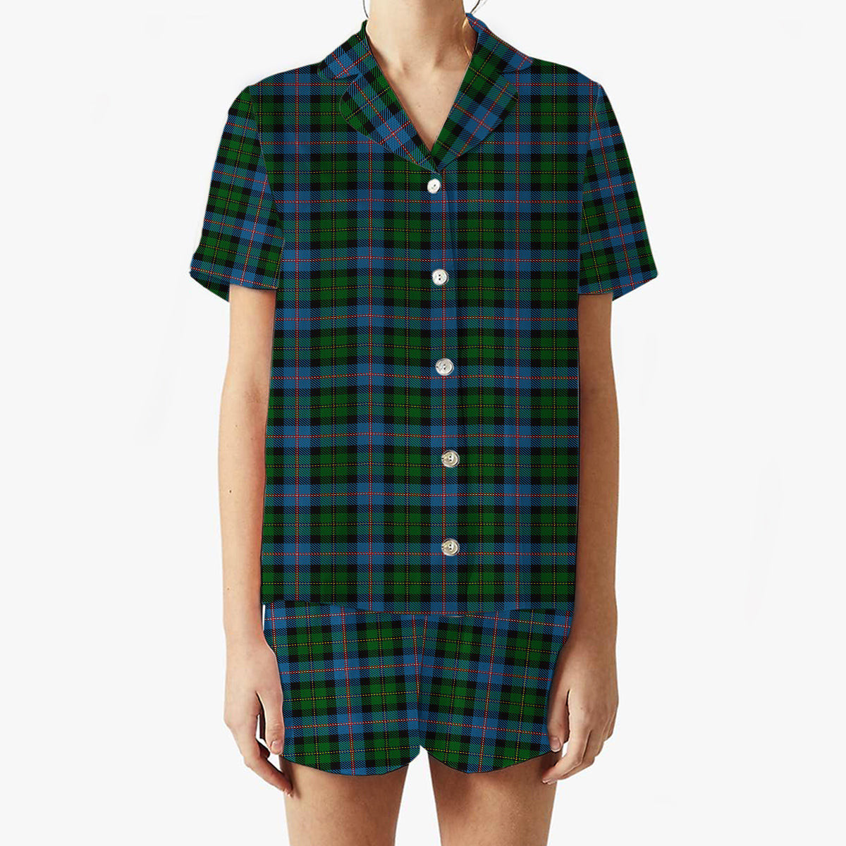 ScotsTee Shop Scottish MacNeil of Barra Chief Women's Short Sleeve Short Set Tartan Pyjama Set