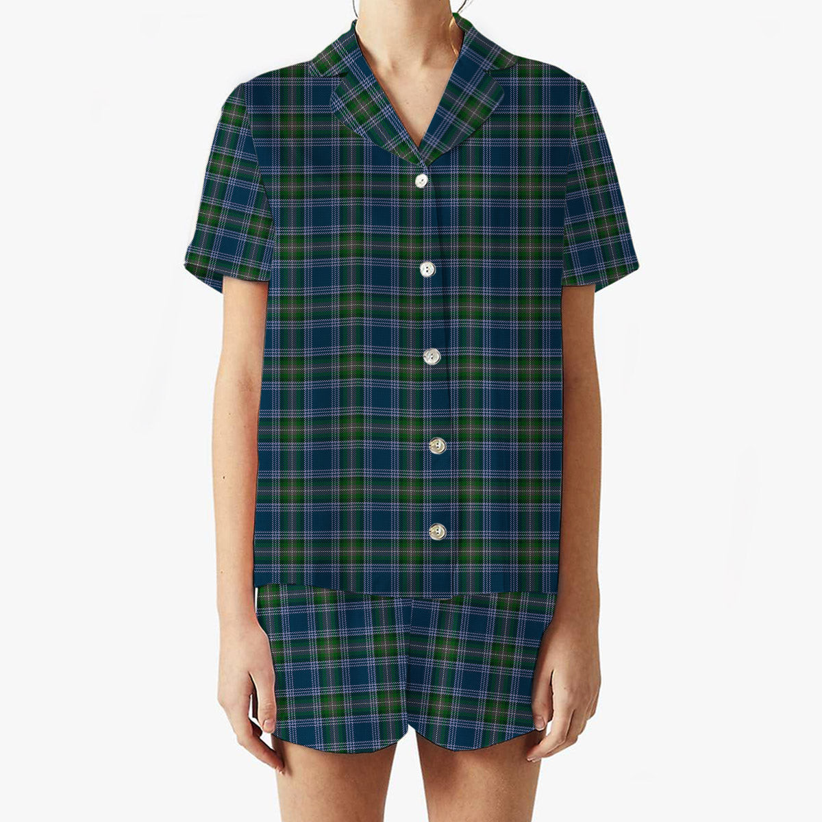 ScotsTee Shop Scottish Greenshields Women's Short Sleeve Short Set Tartan Pyjama Set