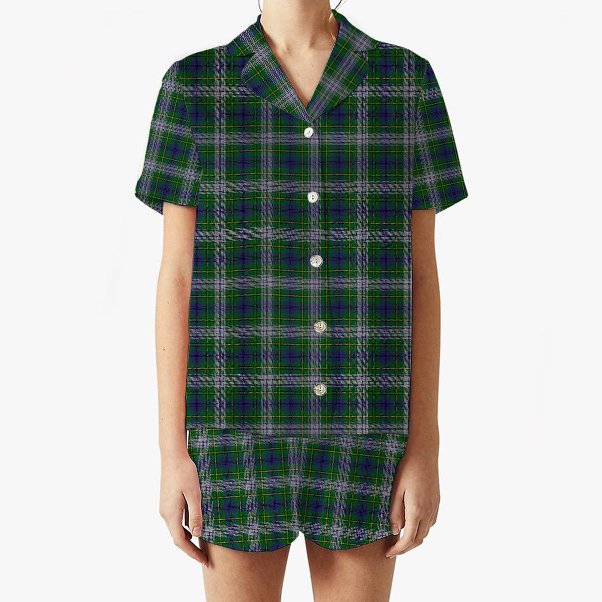 ScotsTee Shop Scottish Johnston Dress Dalgleish Women's Short Sleeve Short Set Tartan Pyjama Set