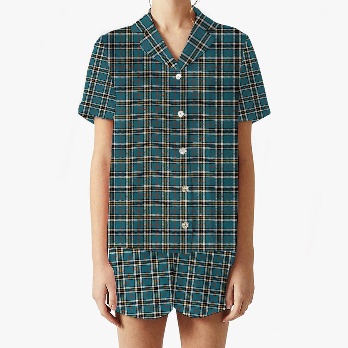 ScotsTee Shop Scottish Thomson Blue Ancient Clan Women's Short Sleeve Short Set Tartan Pyjama Set