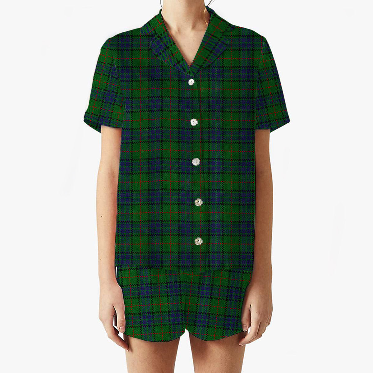ScotsTee Shop Scottish Lauder Family Women's Short Sleeve Short Set Tartan Pyjama Set