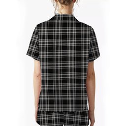 ScotsTee Shop Scottish Stewart Black and White Women's Short Sleeve Short Set Tartan Pyjama Set