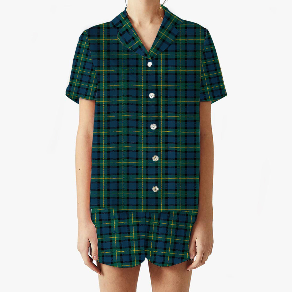 ScotsTee Shop Scottish Sinclair of Ulster Modern Women's Short Sleeve Short Set Tartan Pyjama Set