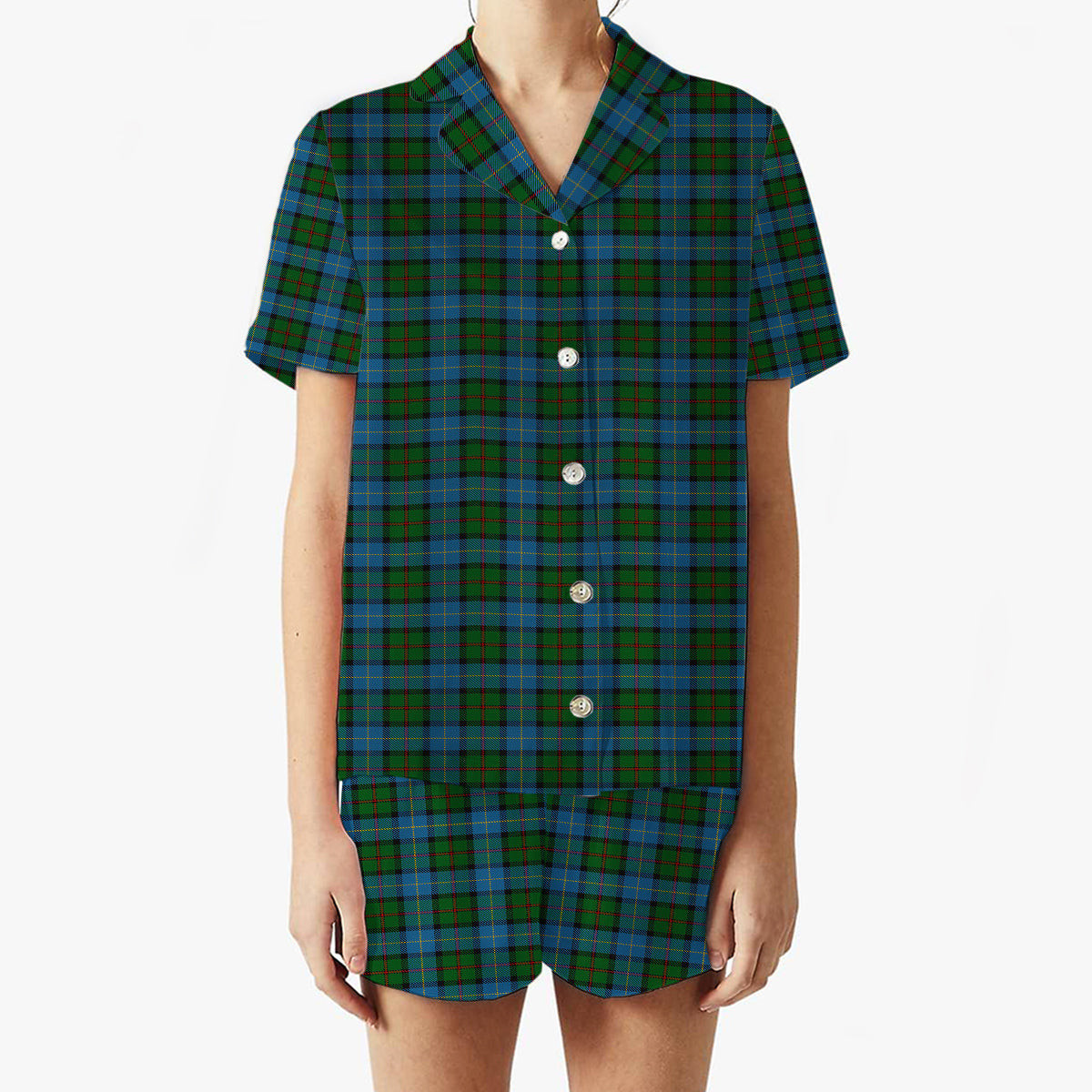 ScotsTee Shop Scottish MacLeod of Assynt Women's Short Sleeve Short Set Tartan Pyjama Set