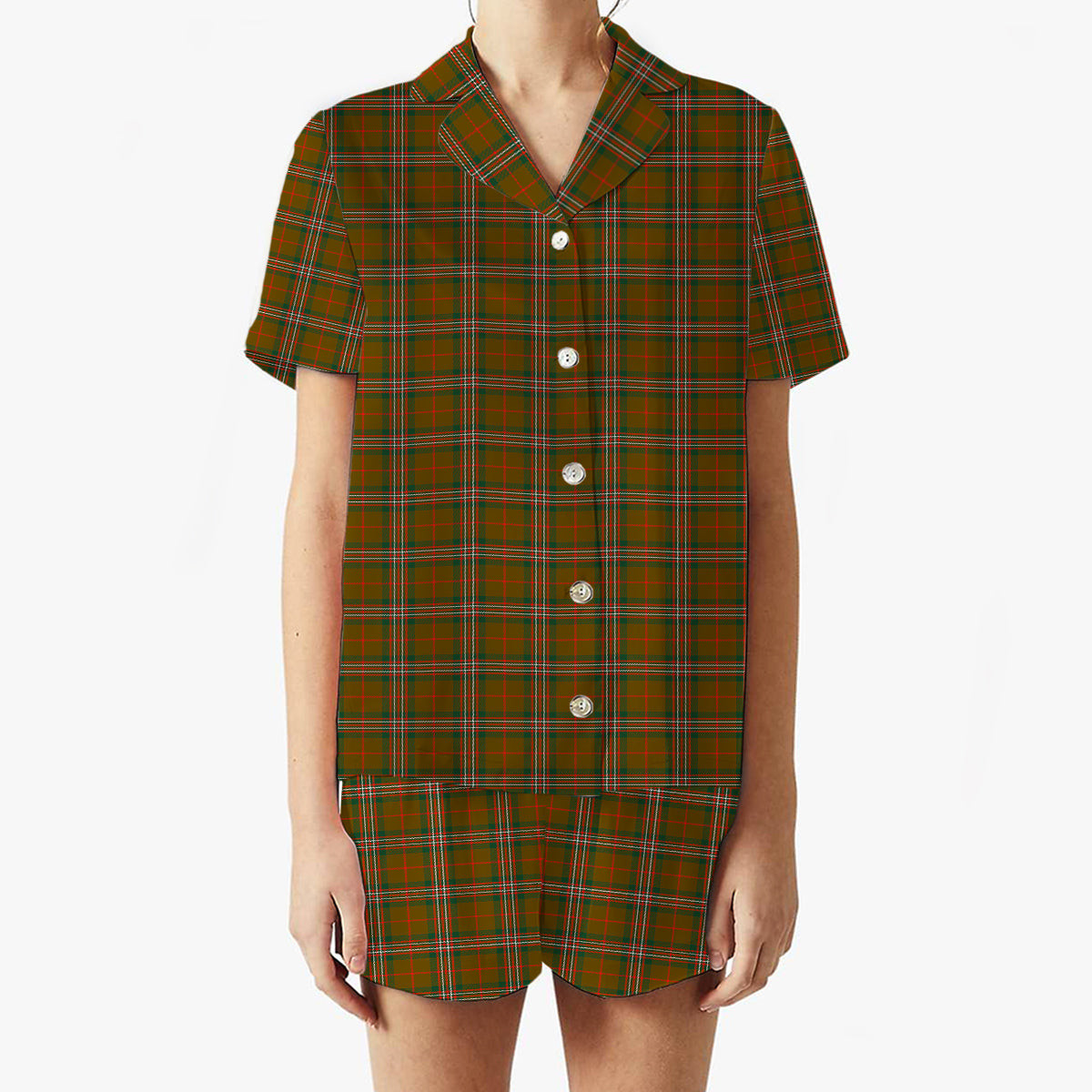 ScotsTee Shop Scottish Scott Brown Modern Women's Short Sleeve Short Set Tartan Pyjama Set