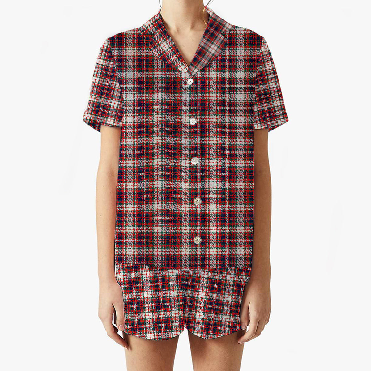 ScotsTee Shop Scottish MacFarlane Dress Modern Women's Short Sleeve Short Set Tartan Pyjama Set