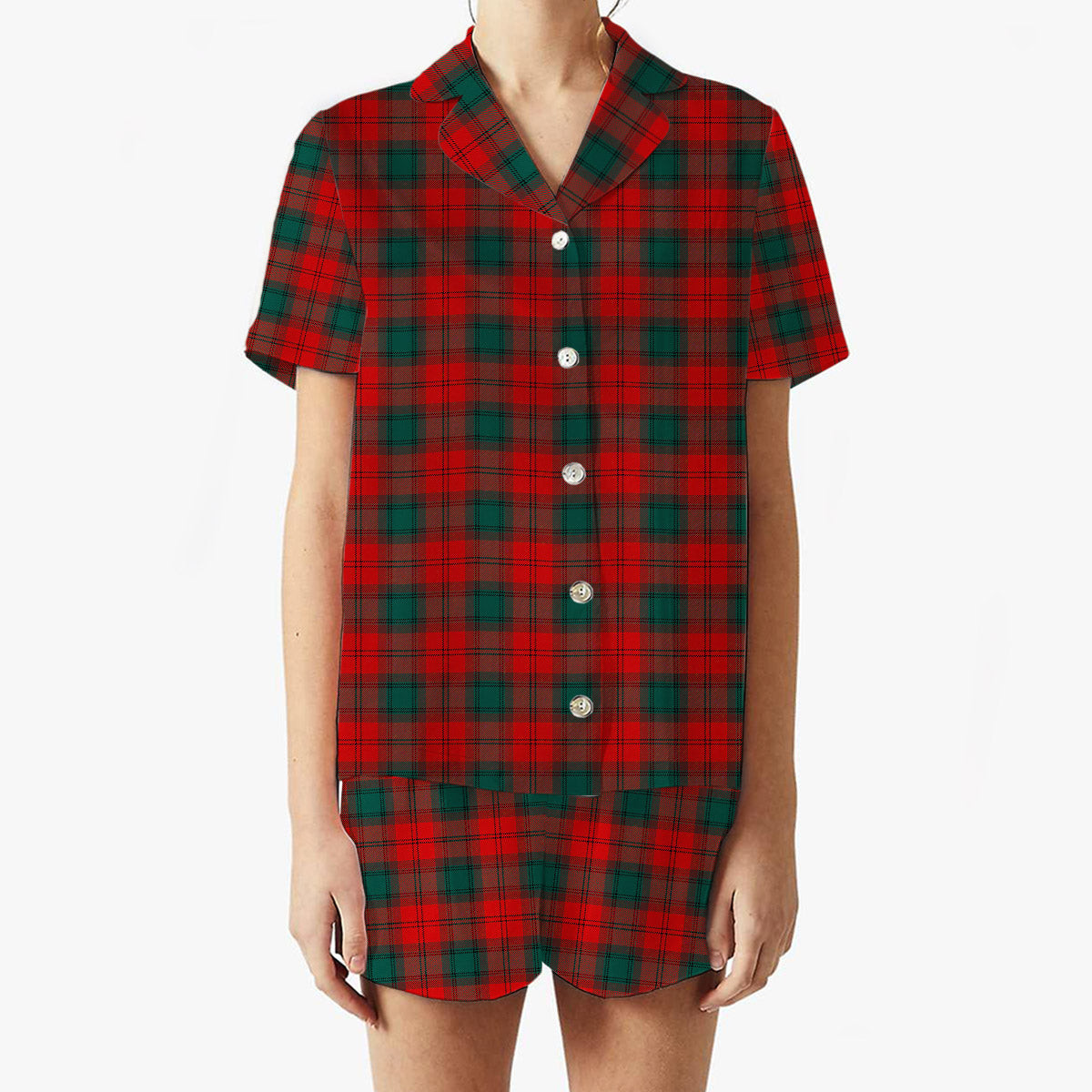 ScotsTee Shop Scottish Lindsay Black lines Modern Women's Short Sleeve Short Set Tartan Pyjama Set