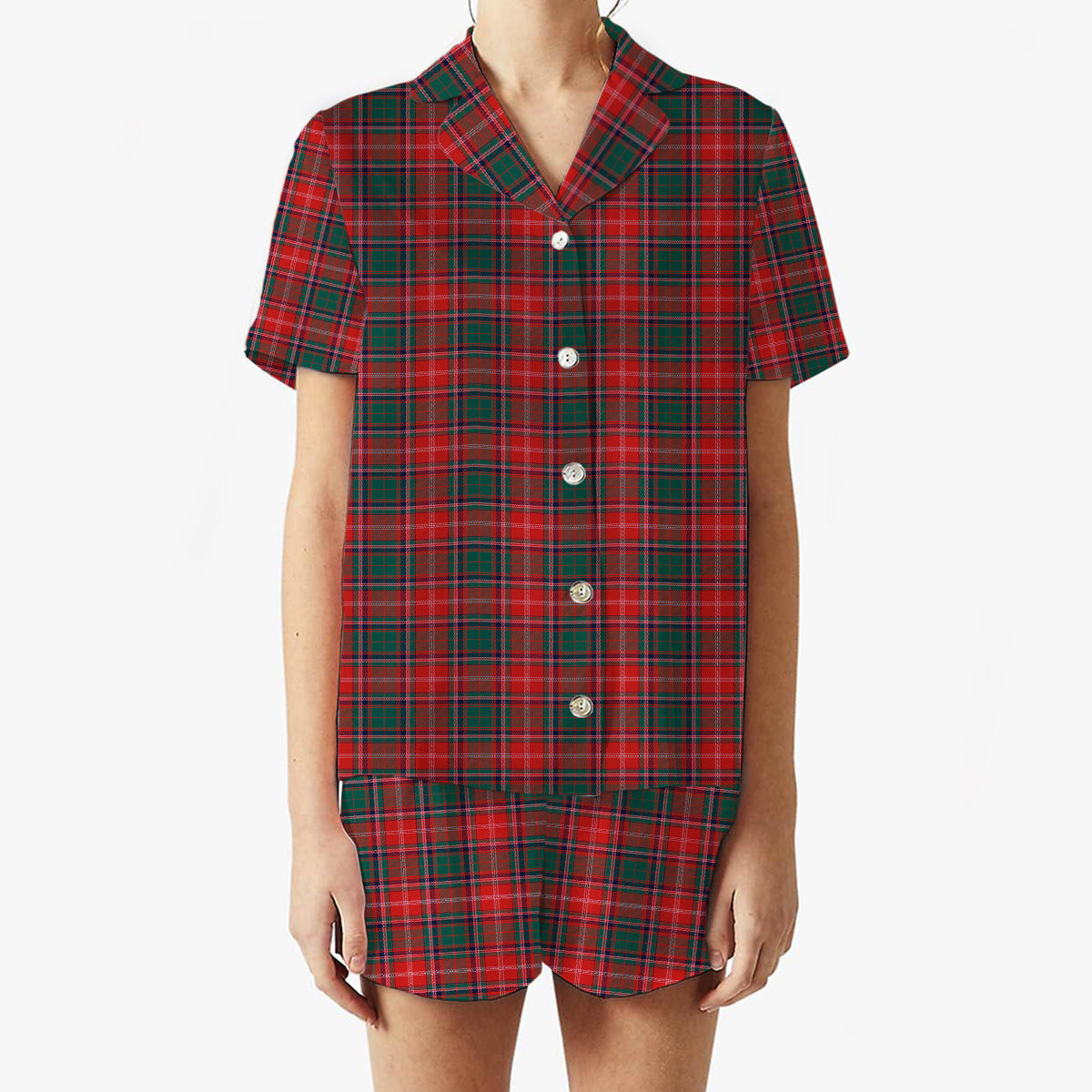 ScotsTee Shop Scottish Somerville Modern Women's Short Sleeve Short Set Tartan Pyjama Set