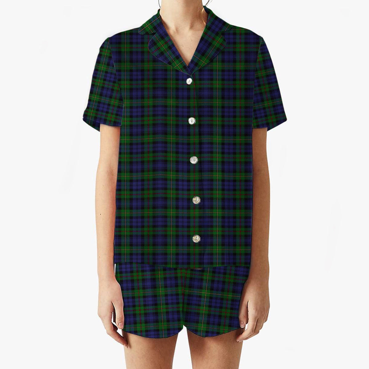 ScotsTee Shop Scottish MacEwen Clans Originaux Women's Short Sleeve Short Set Tartan Pyjama Set