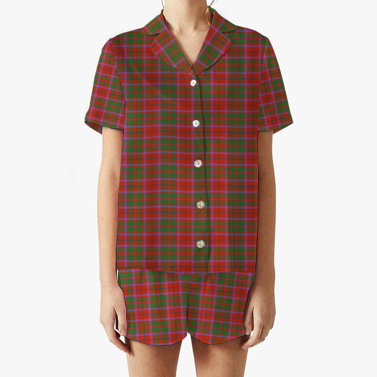 ScotsTee Shop Scottish Shaw of Tordarroch Ancient Women's Short Sleeve Short Set Tartan Pyjama Set