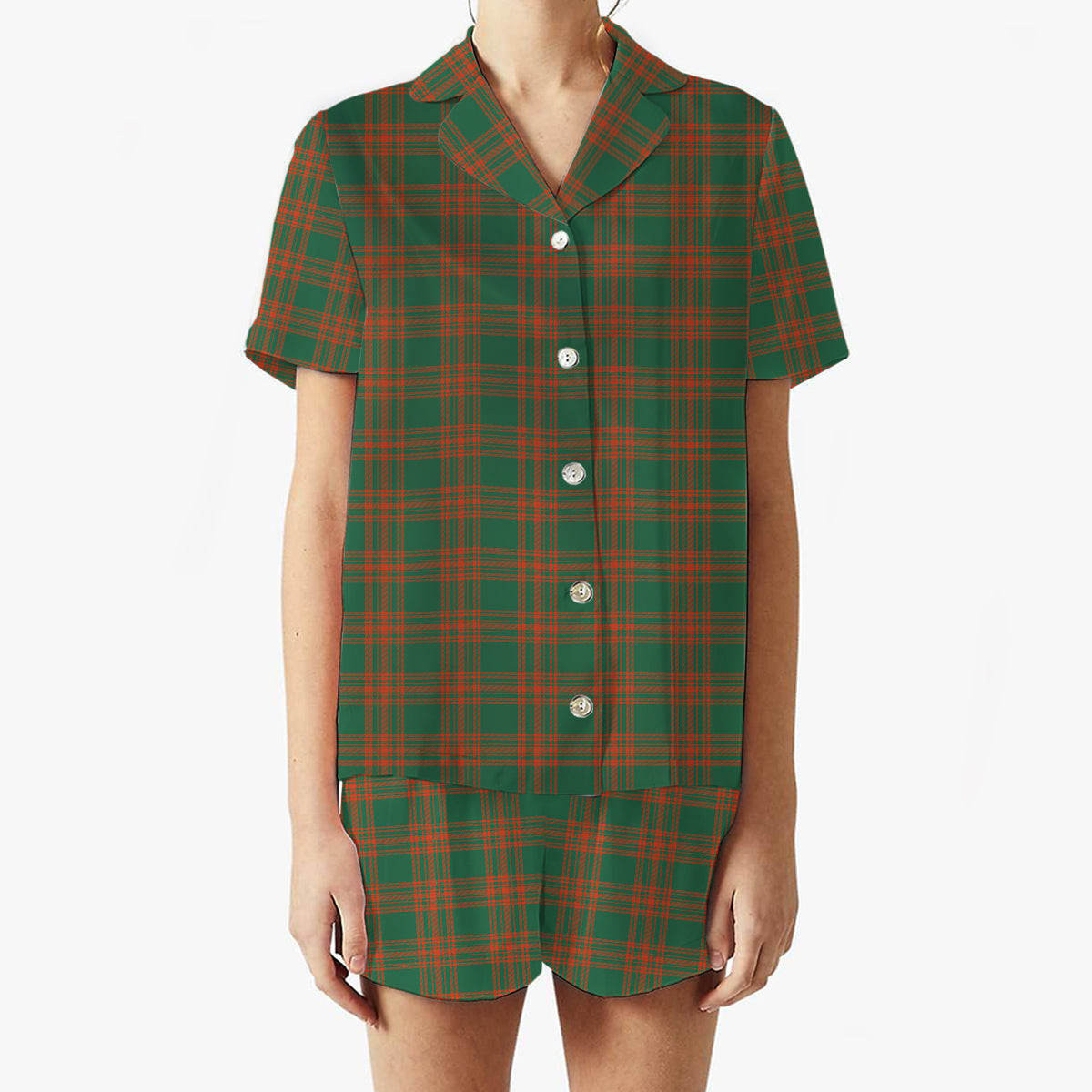 ScotsTee Shop Scottish Menzies Green Ancient Women's Short Sleeve Short Set Tartan Pyjama Set