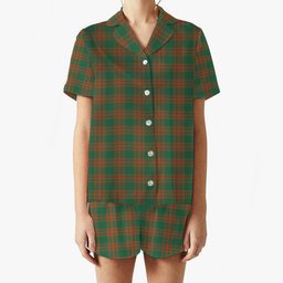 ScotsTee Shop Scottish Menzies Green Ancient Women's Short Sleeve Short Set Tartan Pyjama Set