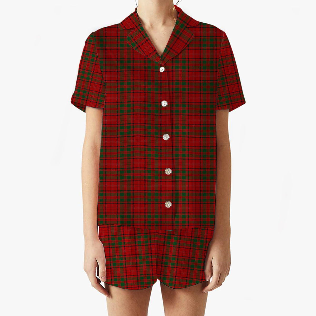 ScotsTee Shop Scottish MacDougall 1980 Women's Short Sleeve Short Set Tartan Pyjama Set