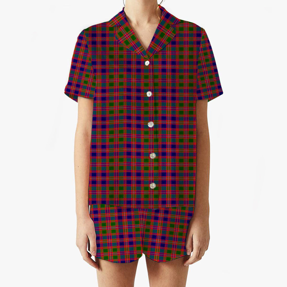 ScotsTee Shop Scottish McIntyre Modern Women's Short Sleeve Short Set Tartan Pyjama Set