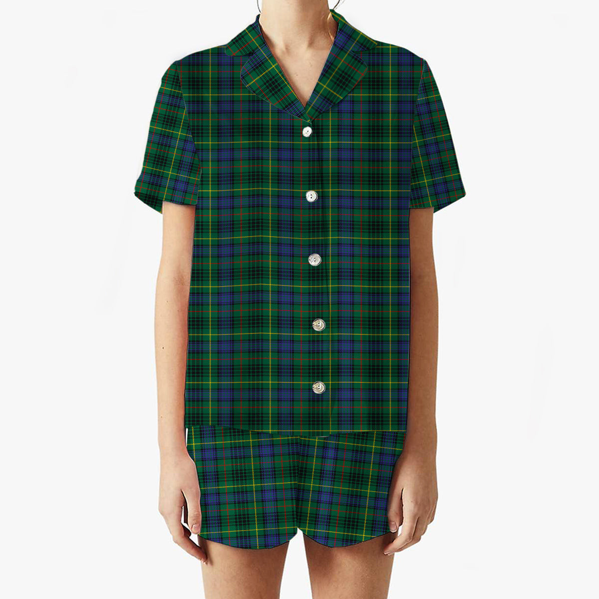 ScotsTee Shop Scottish Stewart Hunting Modern SC Women's Short Sleeve Short Set Tartan Pyjama Set