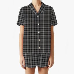 ScotsTee Shop Scottish McLean Black and White Women's Short Sleeve Short Set Tartan Pyjama Set