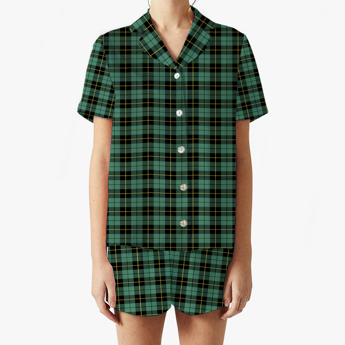 ScotsTee Shop Scottish Wallace Hunting Ancient Women's Short Sleeve Short Set Tartan Pyjama Set