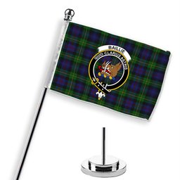 ScotsTee Shop Scottish Baillie (Fencibles) Crest Tartan Desk Flag Plaid Table Flag