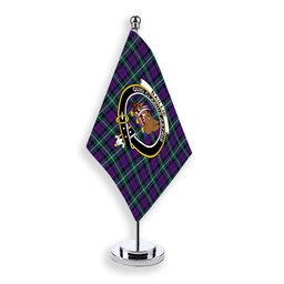 ScotsTee Shop Scottish Baillie Highland Society Modern Crest Tartan Desk Flag Plaid Table Flag