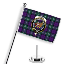 ScotsTee Shop Scottish Baillie Highland Society Modern Crest Tartan Desk Flag Plaid Table Flag
