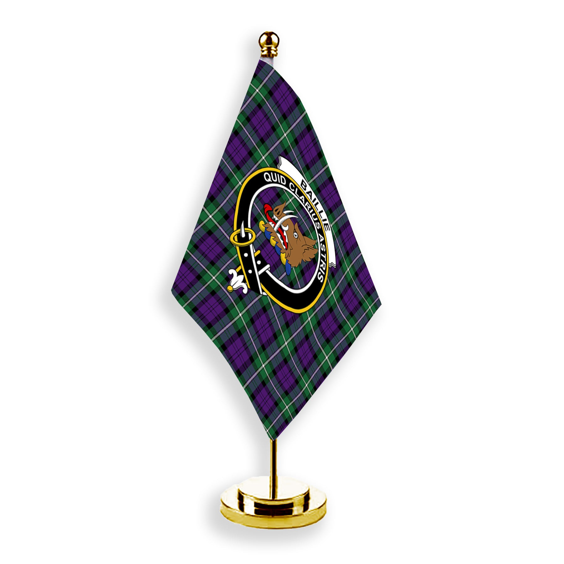 ScotsTee Shop Scottish Baillie Highland Society Ancient Crest Tartan Desk Flag Plaid Table Flag