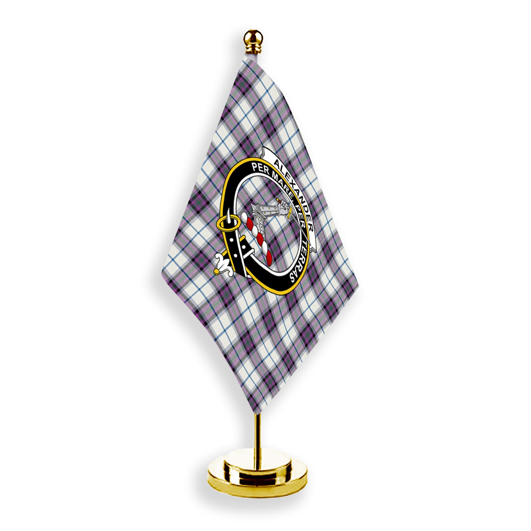 ScotsTee Shop Scottish Alexander of Menstry Dress Ancient Crest Tartan Desk Flag Plaid Table Flag