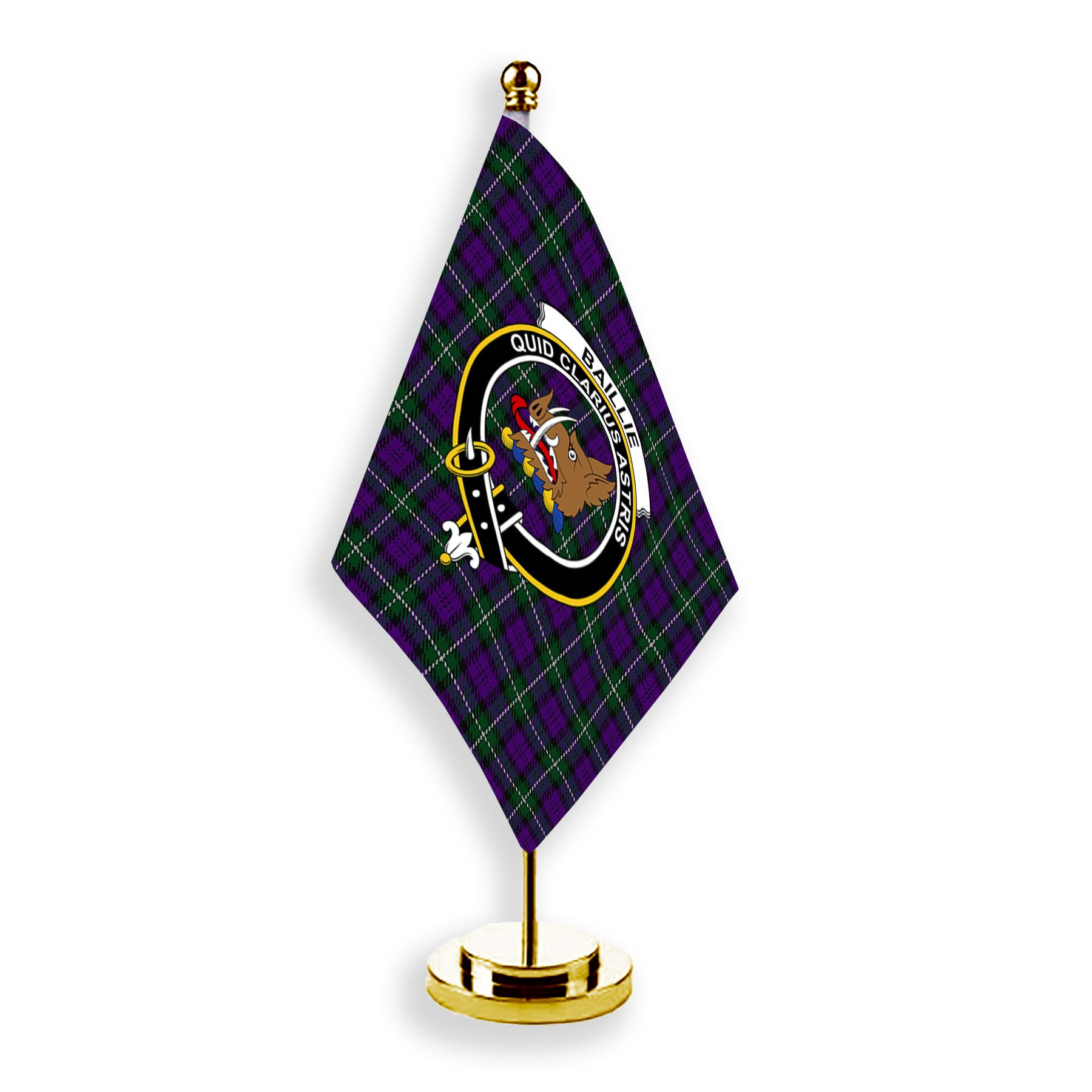 ScotsTee Shop Scottish Baillie Highland Society Crest Tartan Desk Flag Plaid Table Flag