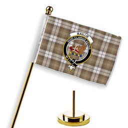 ScotsTee Shop Scottish Baillie Dress Ancient Clan Crest Tartan Desk Flag Plaid Table Flag