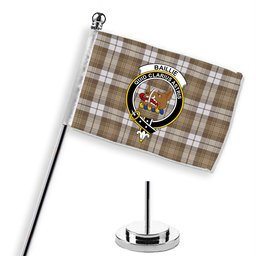 ScotsTee Shop Scottish Baillie Dress Ancient Clan Crest Tartan Desk Flag Plaid Table Flag