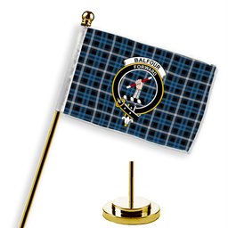 ScotsTee Shop Scottish Balfour Geiner, Alwyn Crest Tartan Desk Flag Plaid Table Flag