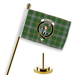 ScotsTee Shop Scottish Balfour Hunting Ancient Crest Tartan Desk Flag Plaid Table Flag