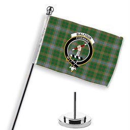 ScotsTee Shop Scottish Balfour Hunting Ancient Crest Tartan Desk Flag Plaid Table Flag