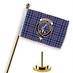 ScotsTee Shop Scottish Alexander of Menstry Modern Crest Tartan Desk Flag Plaid Table Flag