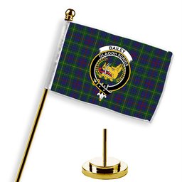 ScotsTee Shop Scottish Bailey, The House of Crest Tartan Desk Flag Plaid Table Flag