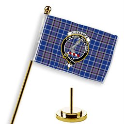 ScotsTee Shop Scottish Alexander of Menstry Ancient Crest Tartan Desk Flag Plaid Table Flag