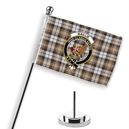 ScotsTee Shop Scottish Baillie Dress Modern Clan Crest Tartan Desk Flag Plaid Table Flag