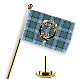 ScotsTee Shop Scottish Alexander of Menstry Hunting Ancient Crest Tartan Desk Flag Plaid Table Flag