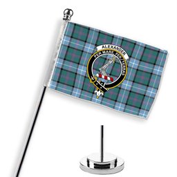 ScotsTee Shop Scottish Alexander of Menstry Hunting Ancient Crest Tartan Desk Flag Plaid Table Flag