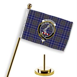 ScotsTee Shop Scottish Alexander of Menstry Crest Tartan Desk Flag Plaid Table Flag