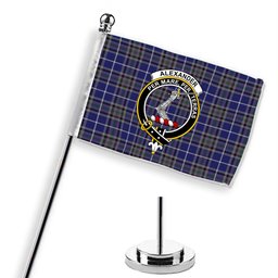 ScotsTee Shop Scottish Alexander of Menstry Crest Tartan Desk Flag Plaid Table Flag