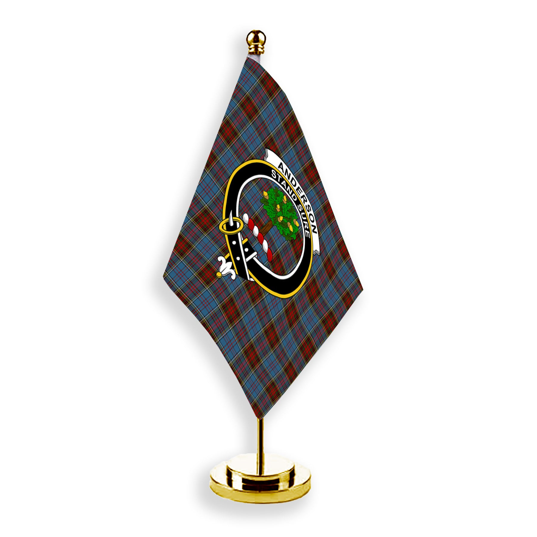 ScotsTee Shop Scottish Anderson MacGregor Hastie 1 Crest Tartan Desk Flag Plaid Table Flag