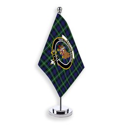 ScotsTee Shop Scottish Baillie of Polkemmet Crest Tartan Desk Flag Plaid Table Flag