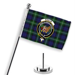 ScotsTee Shop Scottish Baillie of Polkemmet Crest Tartan Desk Flag Plaid Table Flag
