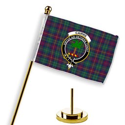 ScotsTee Shop Scottish Cairns of Finavon Modern Crest Tartan Desk Flag Plaid Table Flag